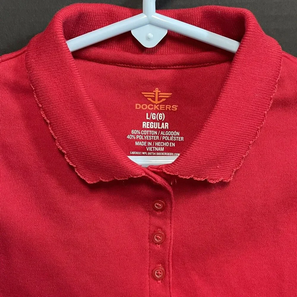 Dockers Youth Approved Schoolwear Easy Care Uniform Polo Shortsleeved Shirt Red